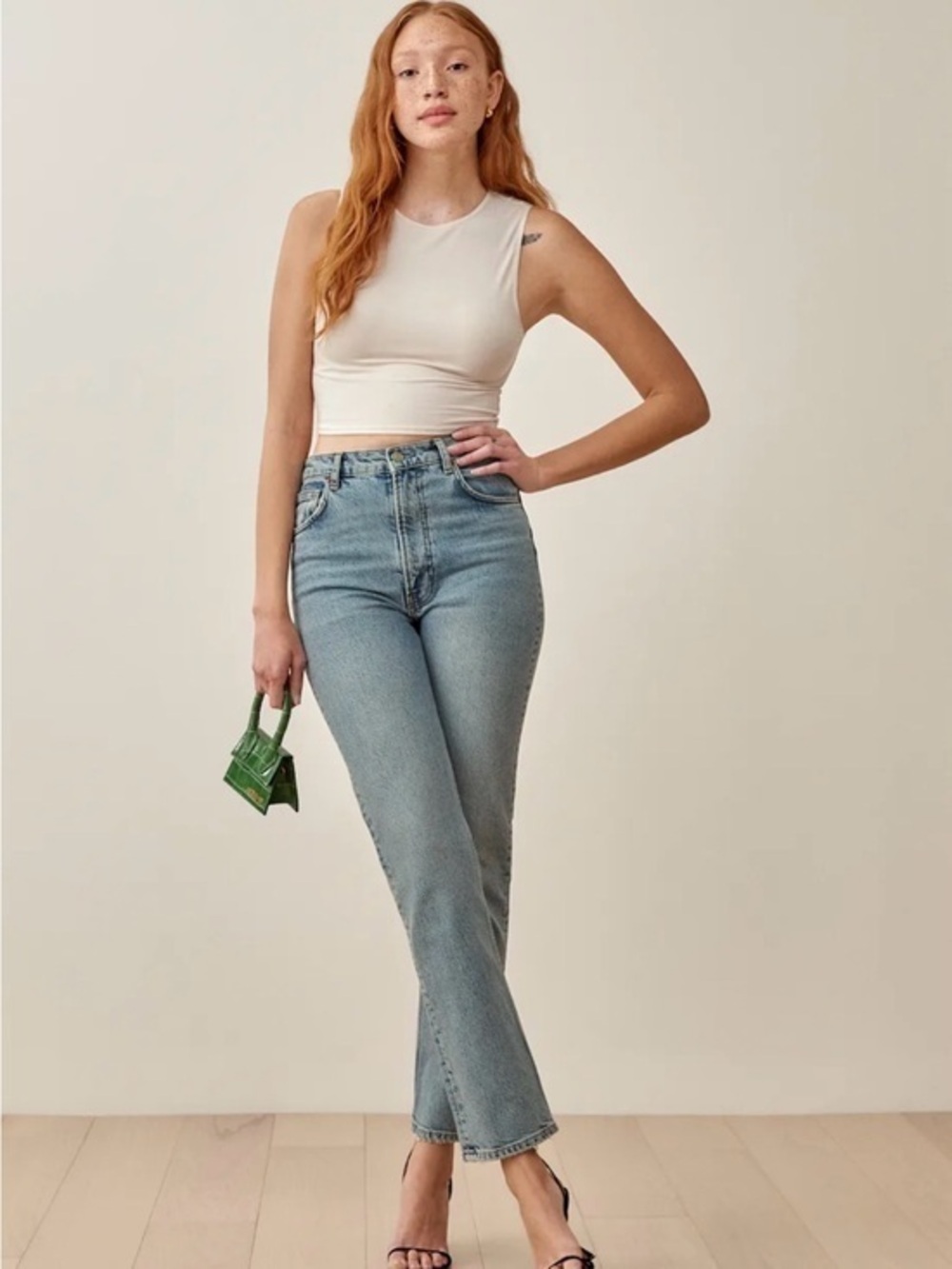 Reformation Liza Ultra High Rise Straight Jeans Size 29 Blue Organic Cotton